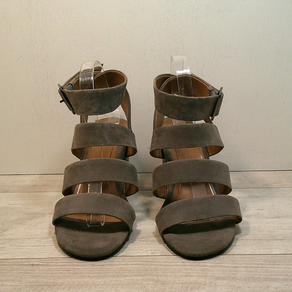 Vionic Blaire Gray Suede Strappy Block Heel Sandals Size 11 - Picture 3 of 12
